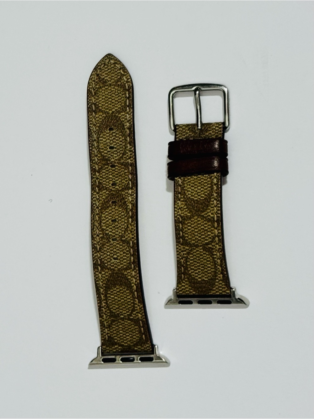 Coach Signature Leather Apple Watch Band Tan/Brown Fits 38mm 40mm 41mm